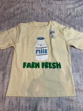 NWT Next Cream Farm Fresh Milk Long Sleeve Tee 4-5Y
